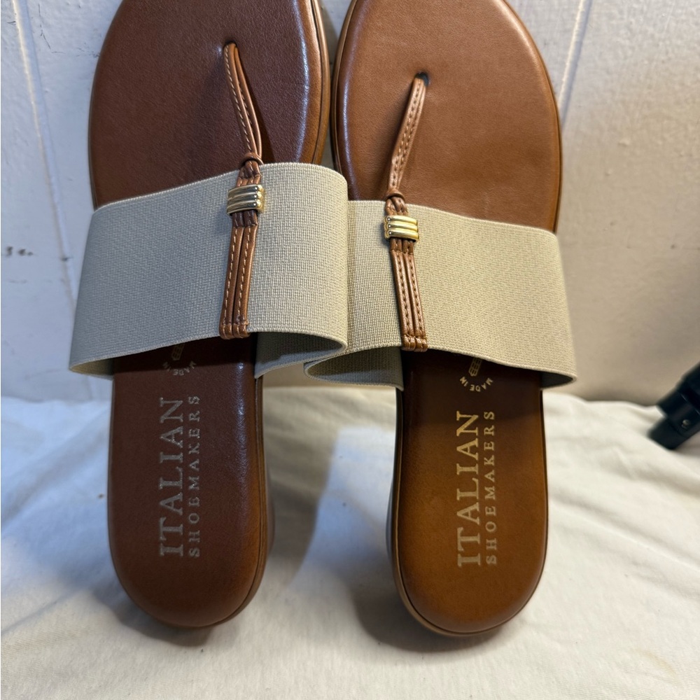 Italian Shoemakers Tan Brown Sandals Elegant Design